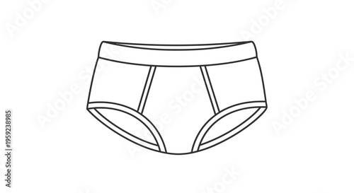 Mens Briefs Underwear Icon, Simple Line Art, Isolated White Background