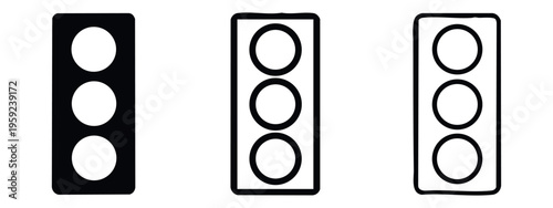 Road traffic signal icons. Stoplight and warning symbols in different styles.
