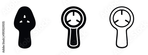 Bottle opener icon set in solid, outlined, and linear variations, suitable for kitchen, bar, and beverage related designs.