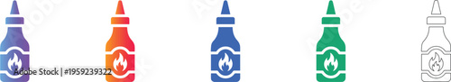 Hot Sauce Bottle Vector Graphic Set