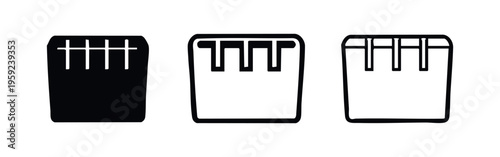 Paint can with roller grid or liner icon set in different styles