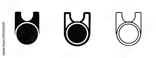 Minimalist keychain tag or security badge icon set in various styles for UI/UX design.