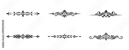 Set of decorative calligraphic design elements and dividers