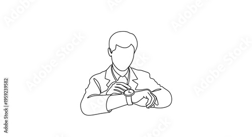 Man in Suit Checking Watch, Business Time Management, Punctuality Concept
