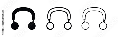 Headphones icon set. Audio listening device symbol for music, entertainment, and personal sound experiences.