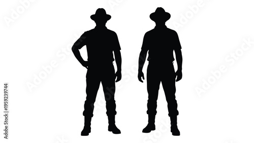 Two human silhouettes standing side by side in a neutral pose
