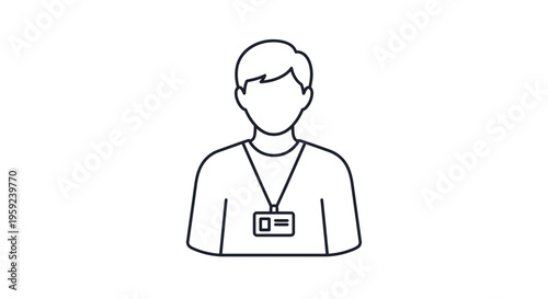 Man with ID Card Badge Icon, Identification, Security, Access, Employee, Visitor, Personnel