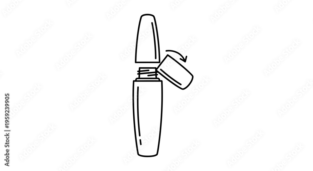 Fototapeta premium Mascara tube with open cap, beauty product, cosmetic makeup, isolated on white background.