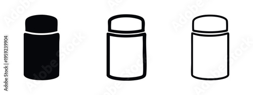 Insulated Thermos Bottle or Flask Icon Set for Hot and Cold Drinks
