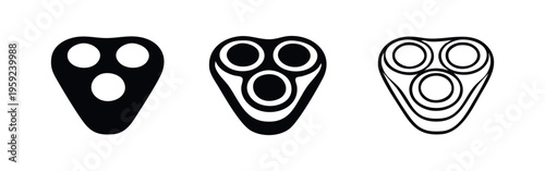 Triangular Rotary Shaver Head Icon Set