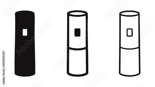 Electronic vape pen or cylindrical device icons set, illustrating modern personal e-cigarette technology.