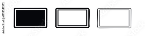 Horizontal tablet or screen icons in various styles, depicting digital display and electronic device concept.