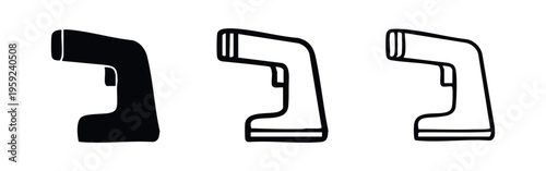 Digital non-contact thermometer or scanner icon set, temperature gun device vector symbols for health monitoring.