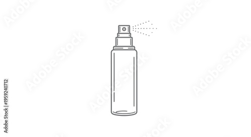 Line Art Icon of a Spray Bottle Dispensing Liquid, Isolated on White Background