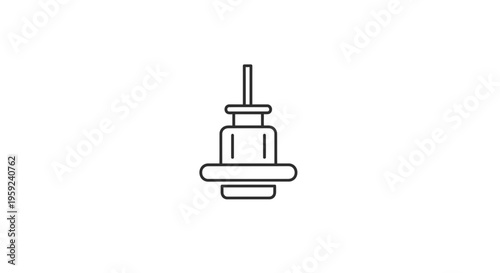 Line Art Icon of a Syringe or Injector for Medical or Science Concepts