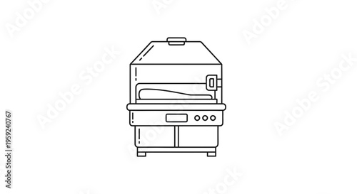 Line art illustration of a commercial food warmer, buffet display, catering equipment