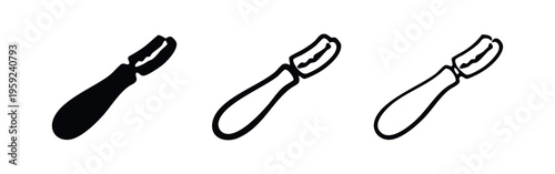 Vegetable Peeler Icon Set - Kitchen Utensil and Food Preparation Tools
