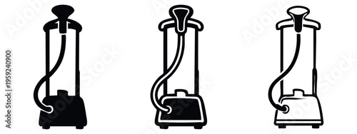 Compact Garment Steamer Appliance Icon Set - Modern Clothes Steamer