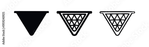 Ice cream waffle cone icon set. Sweet dessert snack food symbol in various styles.