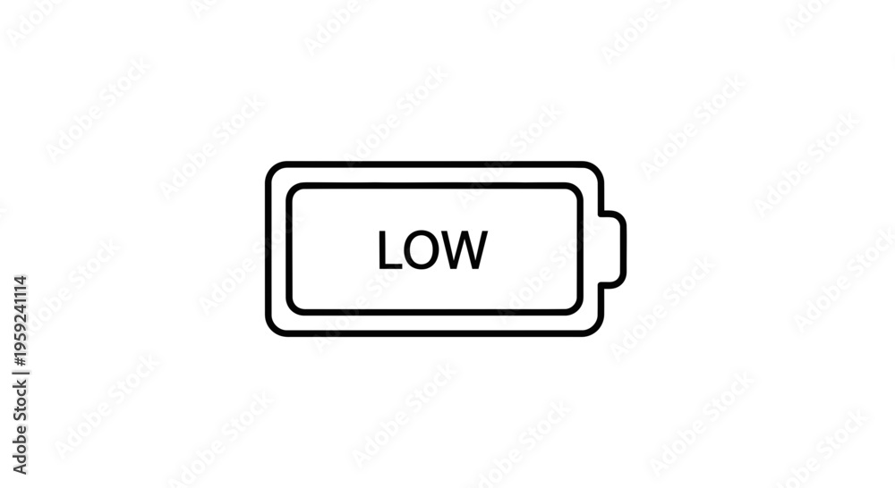 Fototapeta premium Low Battery Icon Symbol, Energy Level Indicator, Power Warning