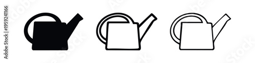Watering can icon set for gardening and plant care.