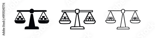 Imbalanced weight scales icons depicting inequality or an uneven decision