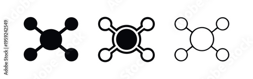 Molecule and Network Connection Icon Set: Atomic Structure and Data Points