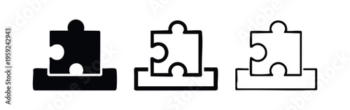 Single Puzzle Piece with Missing Slot Icon Set