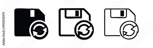 Floppy Disk Data Refresh and Synchronize Icon Set