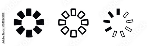 Modern Loading Progress Icons: Solid, Outline, and Segmented Bar Styles for Web and Mobile