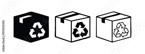 Recycling Box and Eco-Friendly Packaging Icon Set