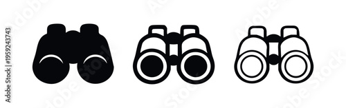 Binoculars icon collection. Observing and searching symbols for web, app, and interface design.