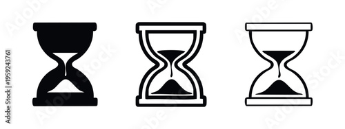 Hourglass icon set. Time passing, countdown, and deadline symbols for urgency and history.