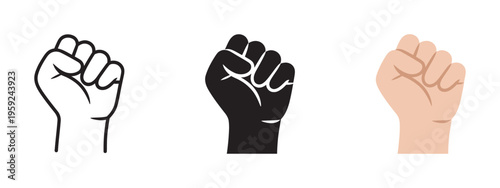 Power and protest icon, raised fist sign, strength determination resistance symbol, activism and freedom concept, social campaign, human rights illustration, motivation theme