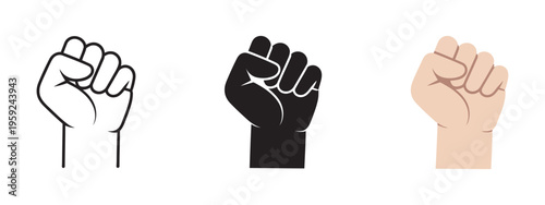 Power and protest icon, raised fist symbol, strength determination resistance, activism concept, freedom movement, social campaign, motivation, human rights illustration