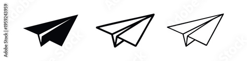 Paper Airplane Icon Set for Sending Messages and Travel Concepts