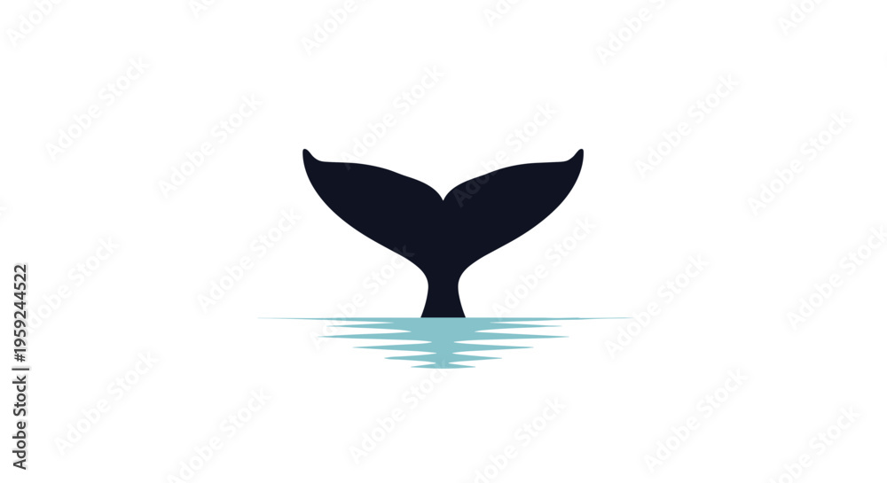 Naklejka premium Whale Tail in Ocean Water.