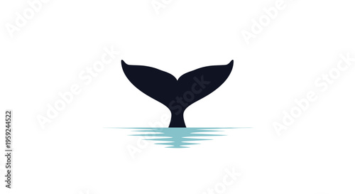 Whale Tail in Ocean Water.