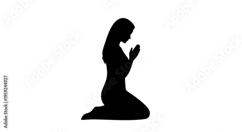 Woman in prayer silhouette.