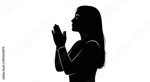 Woman Silhouette Praying Hands.