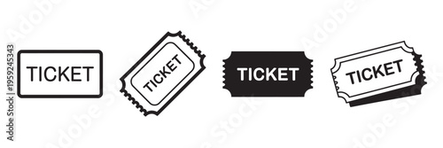Ticket icon, simple ticket illustration, cinema theatre concert event pass symbol, isolated vector design, entertainment sign, admission pass pictogram