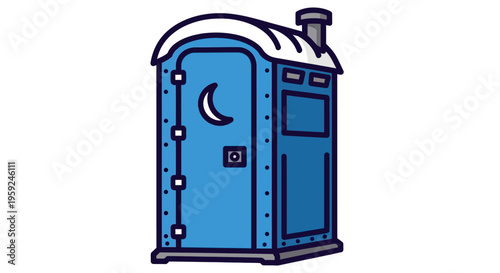 Portable blue toilet cabin exterior.