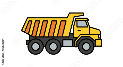 Yellow Construction Dump Truck Vehicle.