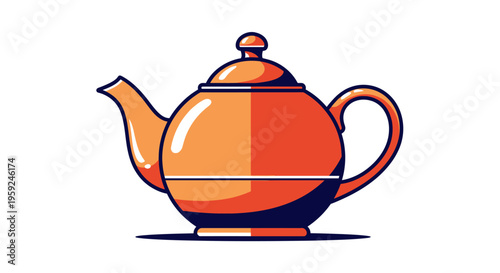 Vibrant Orange Teapot With Lid.