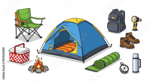 Camping gear and equipment for outdoors.