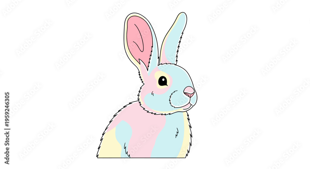 Obraz premium Colorful Easter Bunny Cartoon Character.
