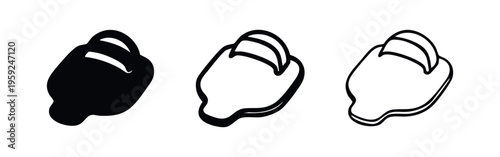 Fried Egg Icons Set with Yolk. Classic Breakfast Food and Cooking Symbol.