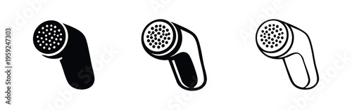 Handheld lint remover or fabric shaver icon set