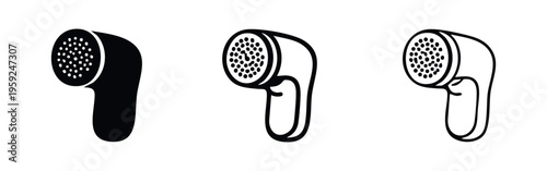 Lint remover or fabric shaver with prominent handle icon set