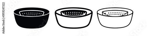 Hydroponic net pot or strainer basket icon set